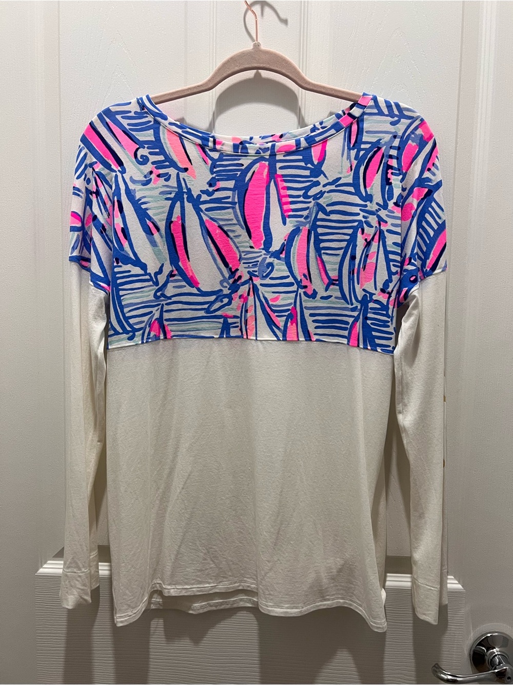 Lilly Pulitzer White Long-Sleeve Finn tee with Sailboat print